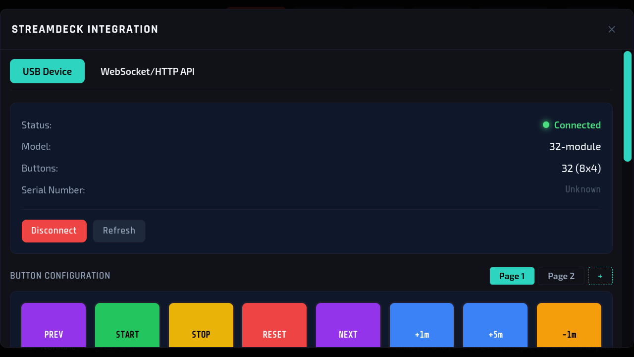 Status podłączonego Stream Decka