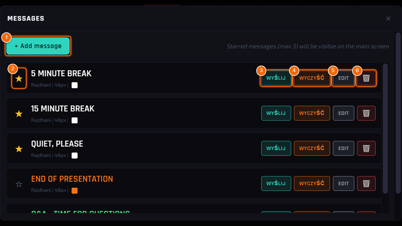 Message list