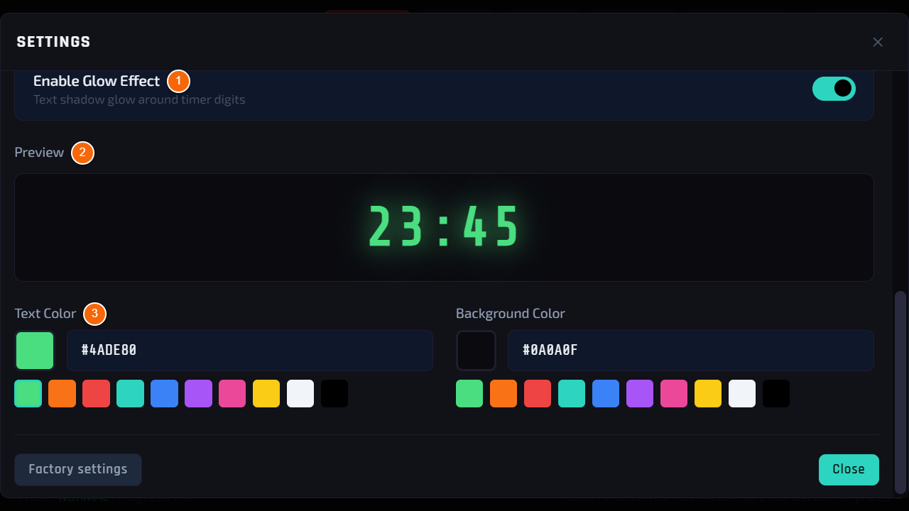 Glow, colours and preview