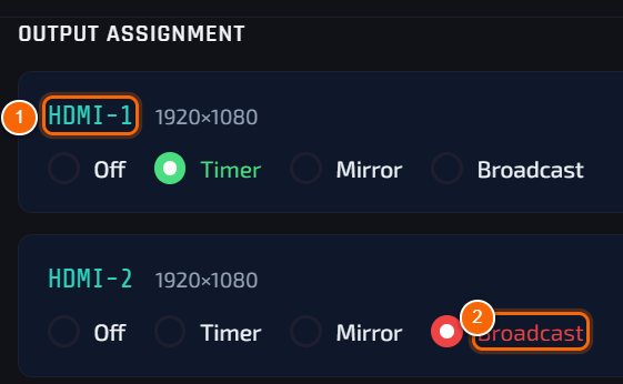 Two monitors — output assignment