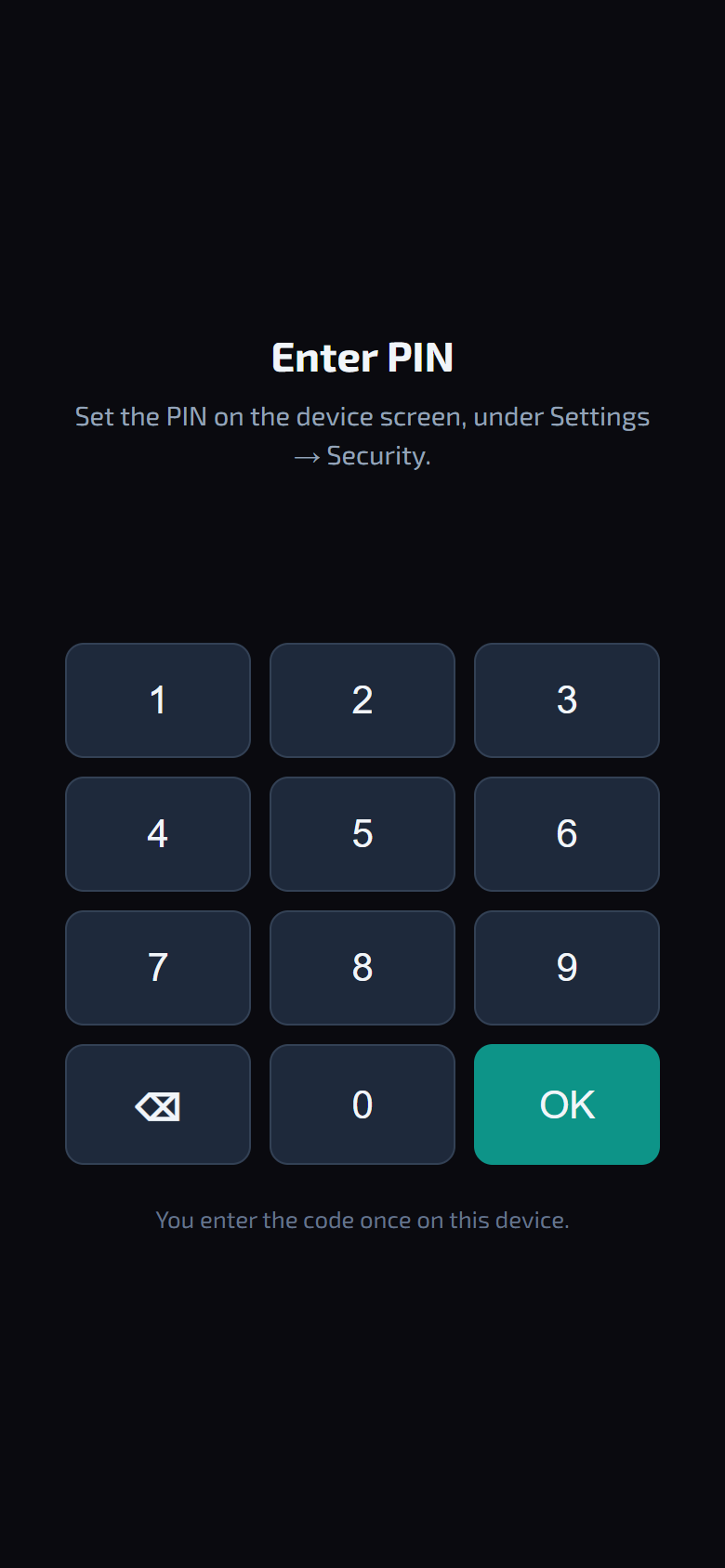 Logging in with the PIN