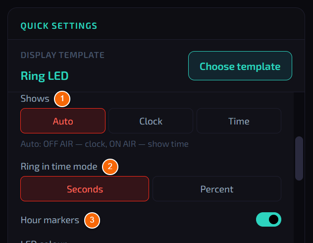 Ring LED settings