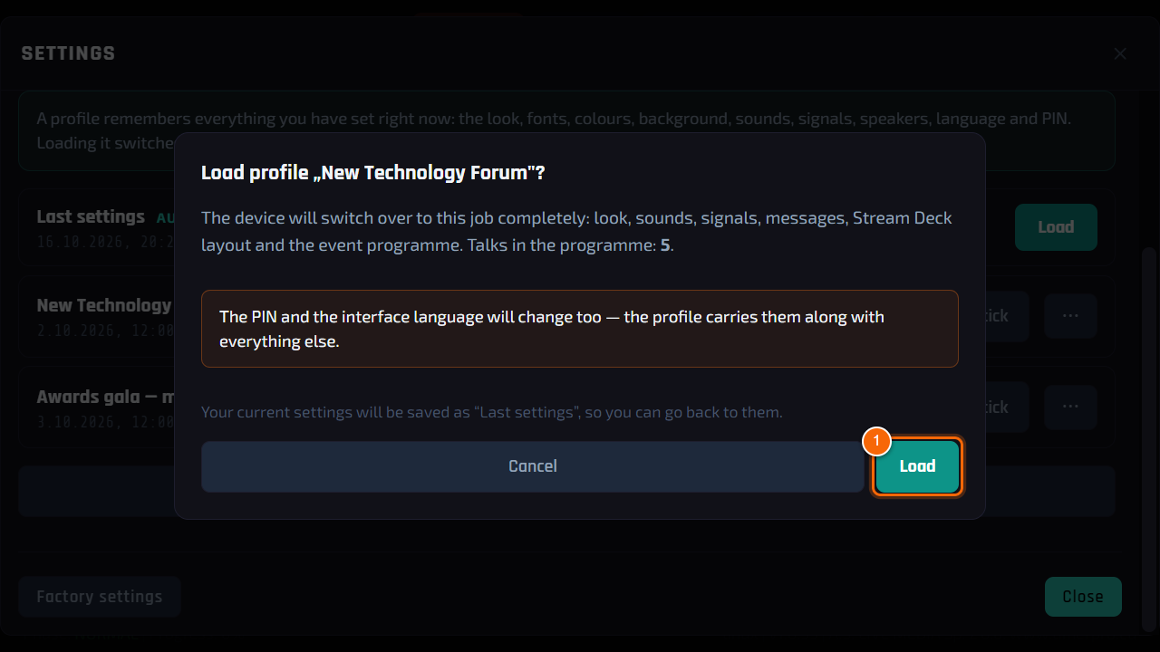 Loading a profile