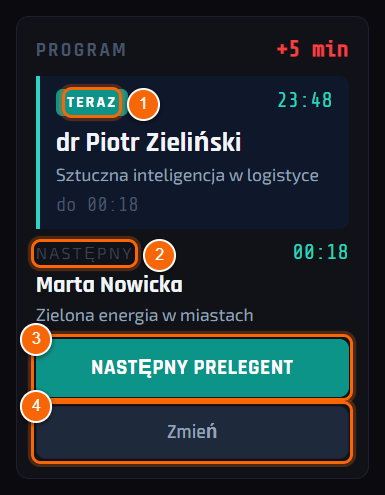 Panel programu na ekranie głównym