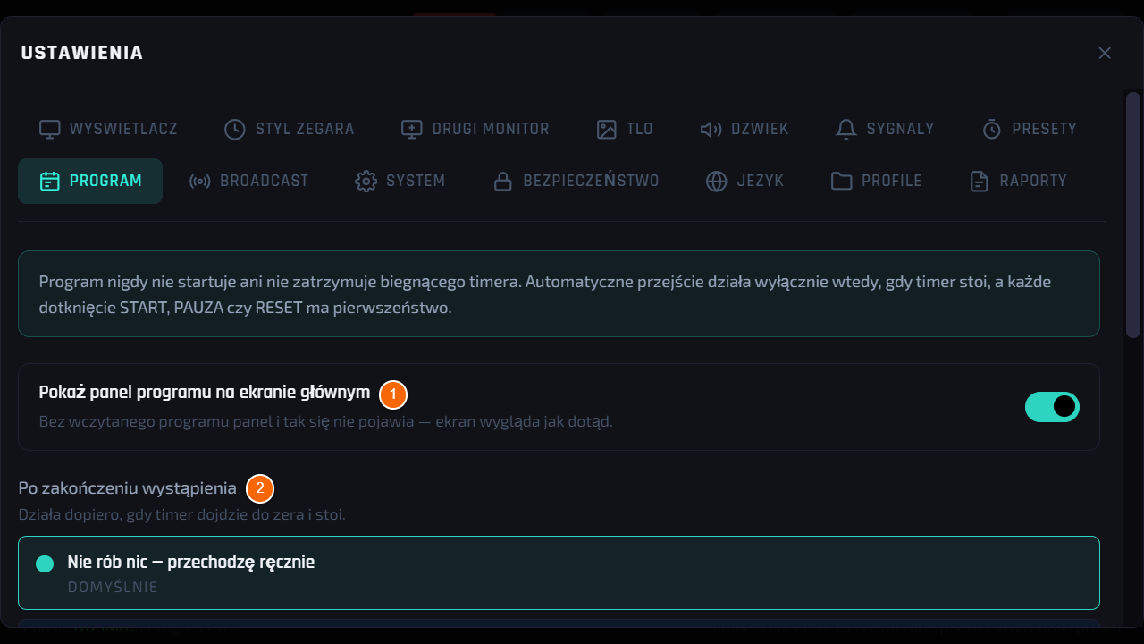 Ustawienia programu