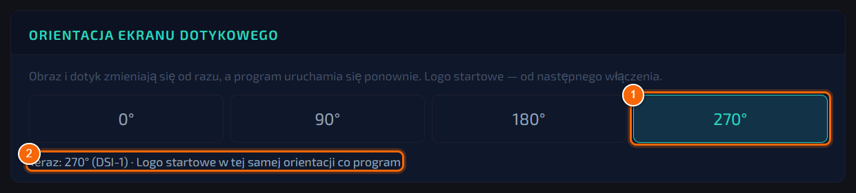 Orientacja ekranu dotykowego