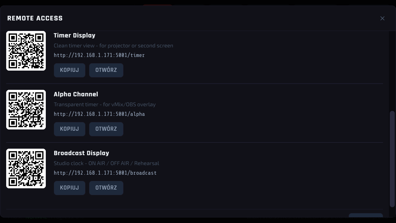 Lista widoków
