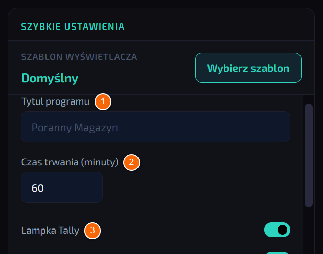 Szybkie ustawienia