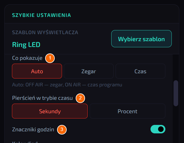 Ustawienia Ring LED