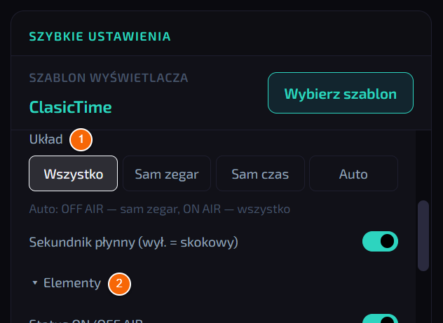 Ustawienia ClasicTime