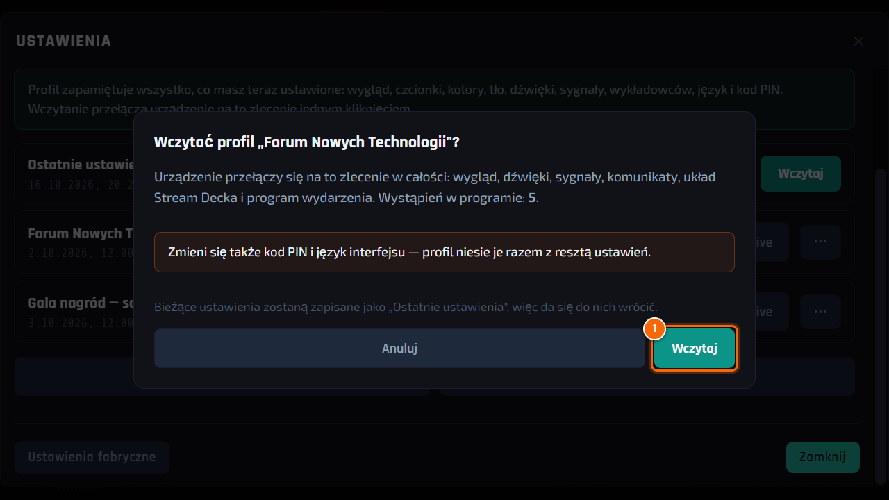 Wczytanie profilu